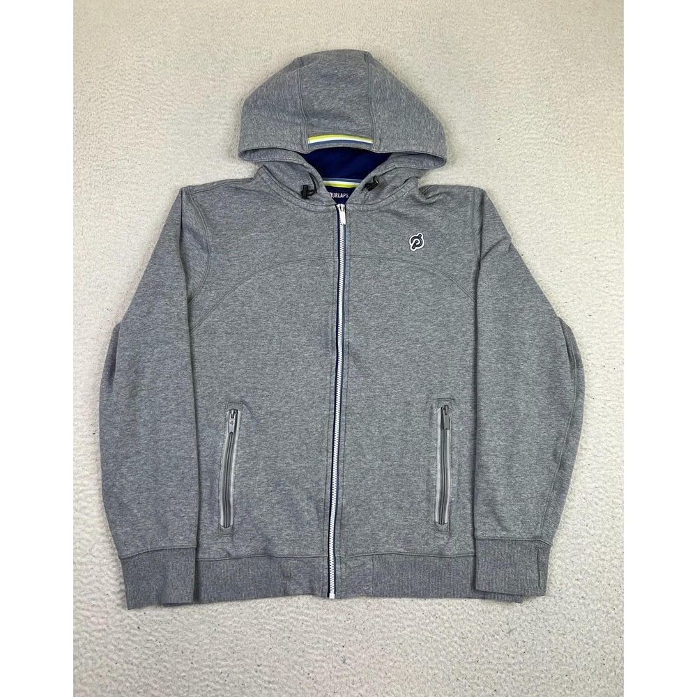 Fourlaps X Peloton Hoodie Mens Large Gray Full Zip Fleece Athletic RE-UP Logo